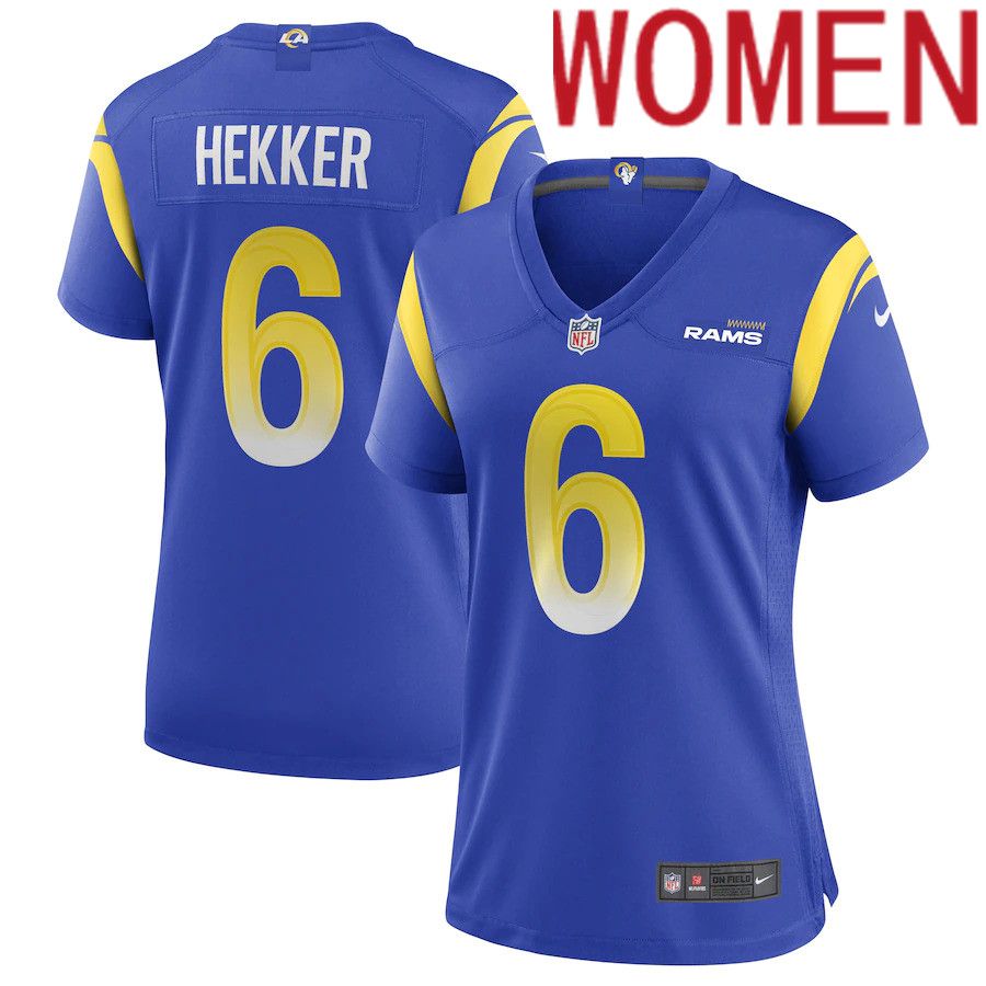 Cheap Women Los Angeles Rams 6 Johnny Hekker Nike Royal Game Player NFL Jersey